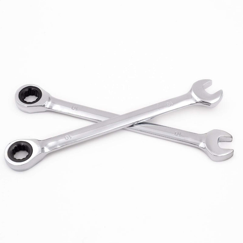 2 PCS 10mm 12PT Ratchet Wrench, KINJOEK Metric Ratcheting Wrench Set with 5° Movement and 72 Teeth for Projects with Tight Space 10mm 2PCS - NewNest Australia