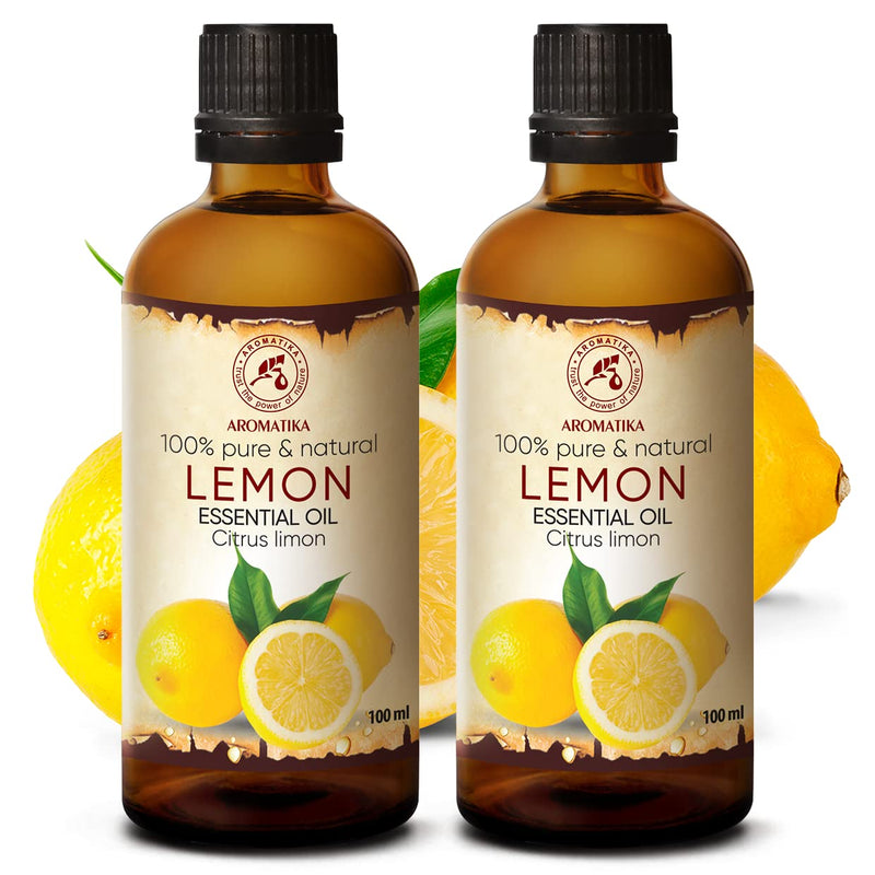 Lemon Oil 200 Ml, 2 X 100 Ml, Citrus Limon, Italy, 100% Pure Lemon Oil For Good Sleep, Body Care, Wellness, Beauty, Relaxation, Aromatherapy, Aroma Diffuser, Oil Burner - NewNest Australia