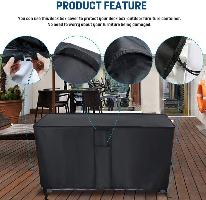 Kingling Deck Box Cover, Outdoor Storage Box Cover Waterproof, Outside Storage Bench Deck Boxes Covers Black (46" L x 18" W x 23" H) 46" L x 18" W x 23" H - NewNest Australia