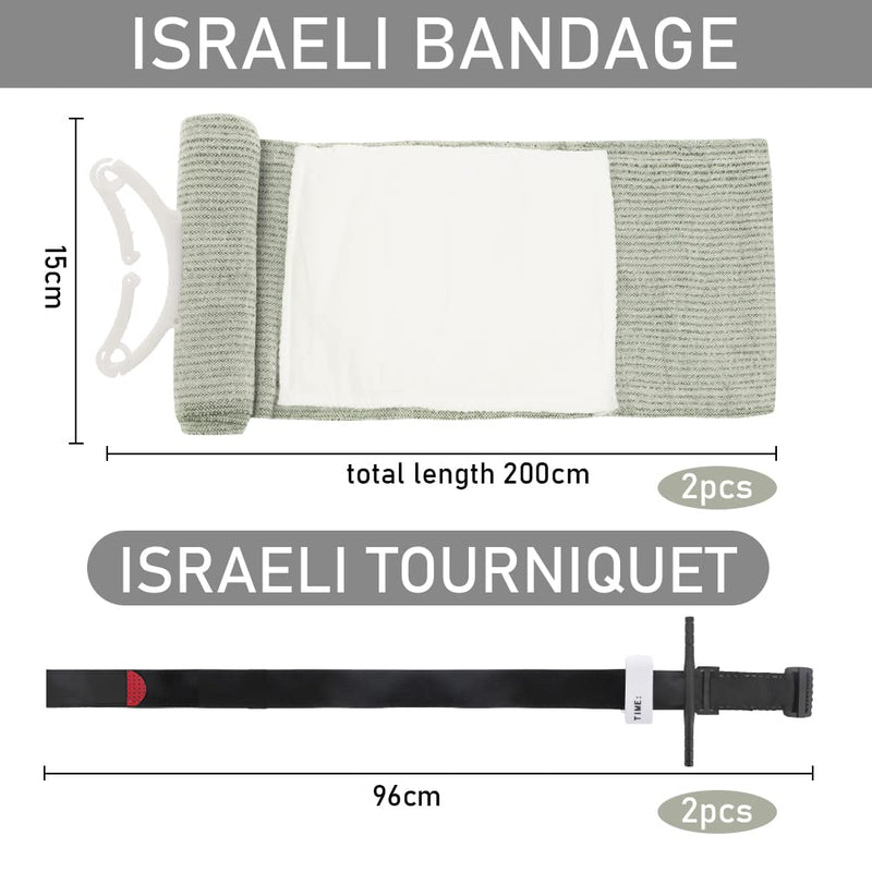 2 X Tactical Tourniquets + 2 X Israeli Bandage 6 Inch Emergency Bandage With Vacuum Pack For One-Handed Operation Of Hemostatic, Emergency First Aid Bandage For Hiking, Mountaineering, Sports, Camping - NewNest Australia