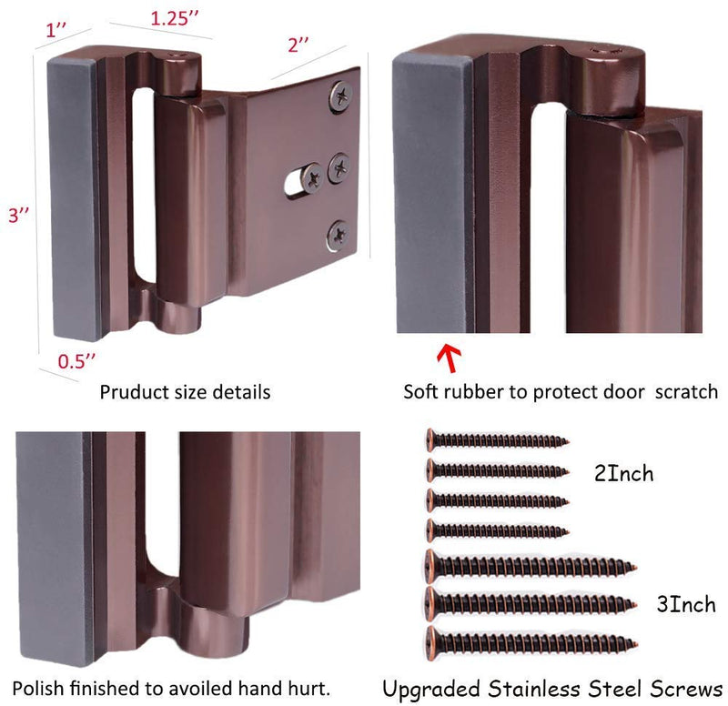 Door Lock Child Proof, Home Security Door Reinforcement Lock Withstand 800 lbs Door Latch Double Safety Security Protection for Your Home (Bronze Door Security Lock) Brown - NewNest Australia