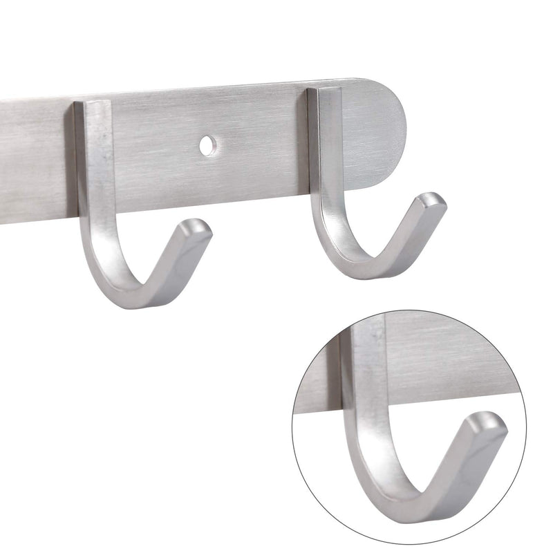 NewNest Australia - Coat Hook Rack Brushed Nickel - Sagmoc 11-Inch Coat&Towel Hook Rail Wall Mounted with 4 Hooks, Durable Wall Hangers for Bedroom, Bathroom, Foyer, Hallway (SUS304 Stainless Steel) 