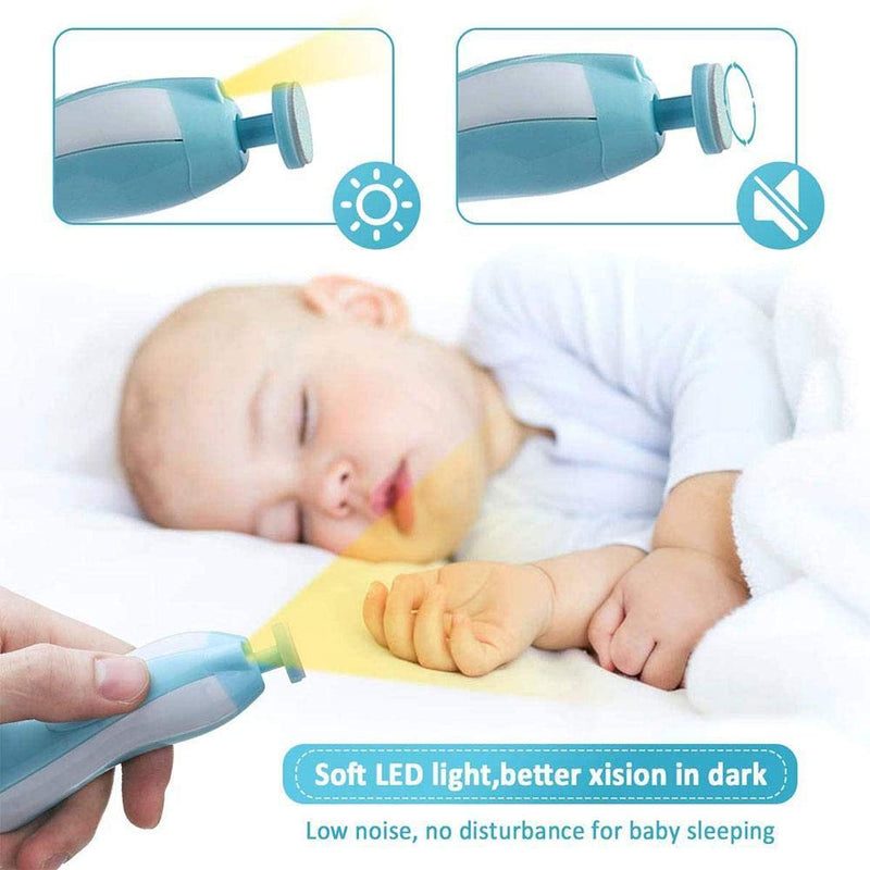 Electric Nail File Drill for Baby No Sharp Claws Hurt, 6 in 1 Safety Cutter Trimmer Clipper for Toes and Fingers (Blue) - NewNest Australia