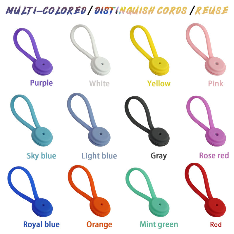 12 Pack Reusable Silicone Magnetic Cable Ties,Magnetic Cable Clips for Bundling and Organizing Headphone Cables,USB Charging Cords, Hanging & Holding,Stitching Fabric Magnetic Twist Ties - NewNest Australia
