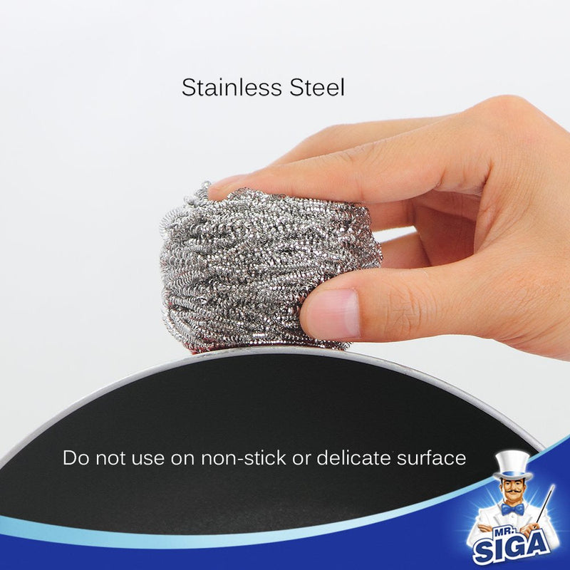 MR.SIGA Stainless Steel Scourer,Pack of 12,30g 12 Pack - Stainless Steel - NewNest Australia