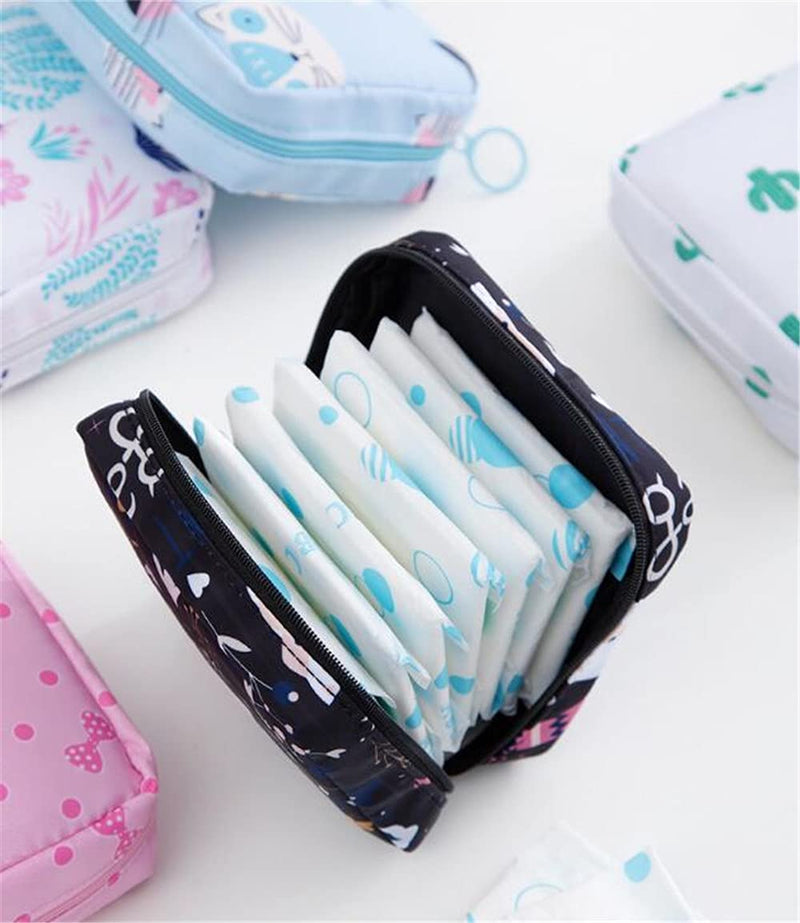 Sanitary Napkin Storage Bag Portable Menstrual Pad Bag Tampons Collect Bags Zipper Nursing Pad Holder Tampon Bag Sanitary Organizer for Women and Girls, 5 X5X 1.5inch (Black) Black - NewNest Australia