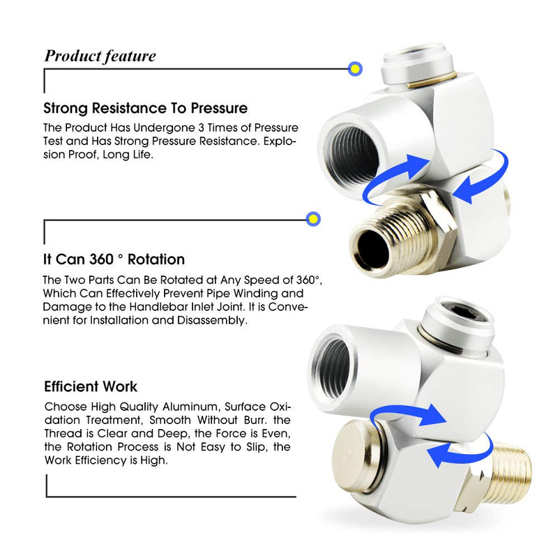 Tailonz Pneumaitc 4Pcs 1/4 Inch Air Tool Swivel Fitting 360 Degree Swivel Air Hose Connector Industrial Swivel Portable Air Tool Adapter - NewNest Australia