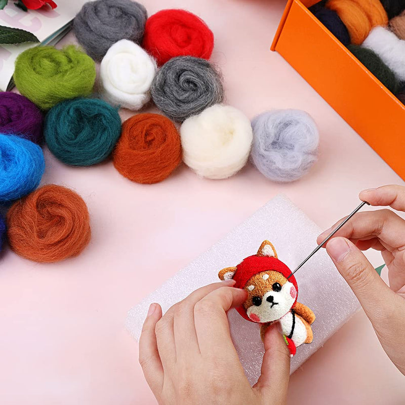 Mayboos 30 Colors Fiber Wool Yarn, Roving Yarn, Fiber Wool Yarn Roving, Needle Felting Wool for Needle Felting, DIY Hand Spinning, Needle Felting Craft, 3g/Color (Dark Color） - NewNest Australia