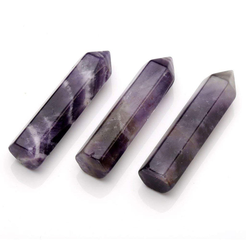 Jovivi 3pcs 45mm Healing Crystals Wands Set Amethyst Crystal Clear Quartz Green Aventurine Crystals Points Healing Reiki Stones Crystals Towers Gemstones Meditation Yoga Amulet Gifts Amethyst+clear Quartz Crystal + Green Aventurine - NewNest Australia