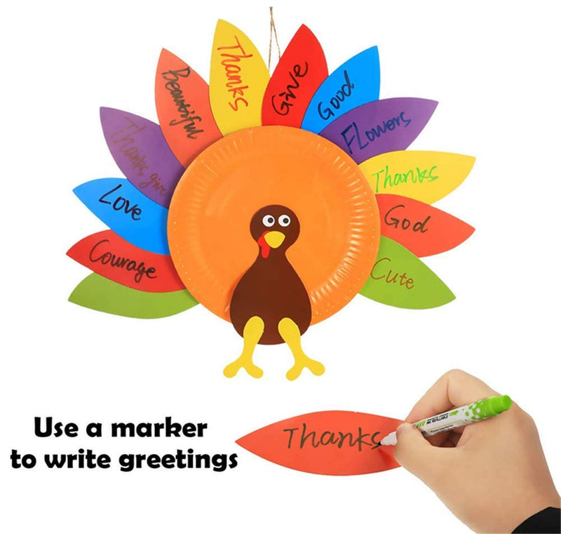 Turkey Craft Kits Thanksgiving & Autumn |Thankful Turkey Making Kit |DIY Festive Fall Thanksgiving Party Game |Door Hanging Ornament Decoration Supplies for Kids and Adults (5 Set Hanging) 5 SET Hanging - NewNest Australia