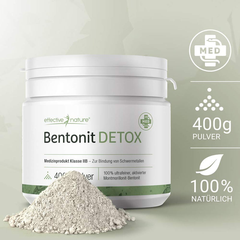 Effective Nature - Bentonite Detox - 400 G - Certified Medical Device For Binding Heavy Metals In The Body - 100% Ultra-Fine - Made In Germany - No Unwanted Additives - NewNest Australia