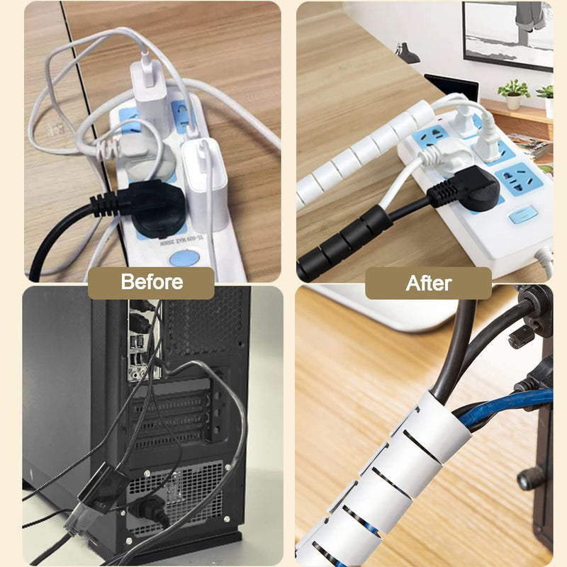 Fanoshon White Cable Management Sleeves 2 PCS Cord Protectors for USB Cable Power Audio Video Wire Cables - Protect Cats Dogs Pets from Chewing Cords 22MM WTH02 - NewNest Australia
