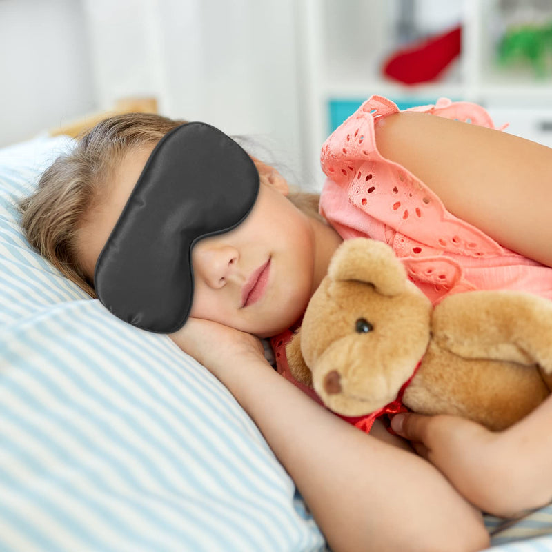 ALLY-MAGIC Silk Sleep Mask for Women Men Adjustable Eye Mask for Sleeping with Elastic Strap Both Sides Blackout with Cloth Bag for Travel Yoga Nap Meditation Y4-SMZGYZ(Black) Black - NewNest Australia