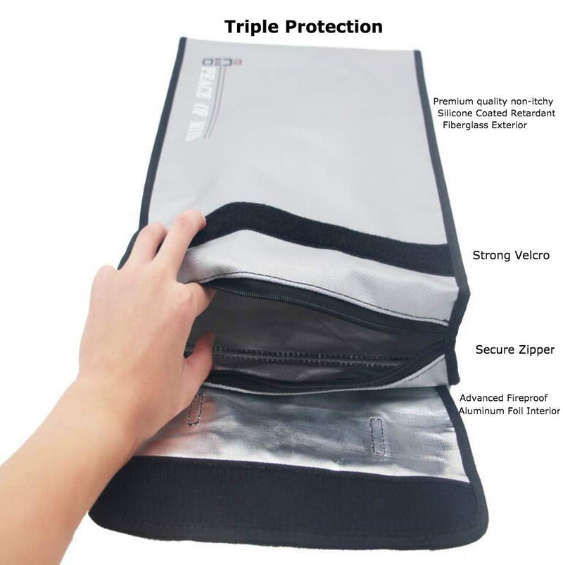 eCEO Fireproof Money Document Bag Triple-Layer Protection for Documents, Money, Jewelry, Cash Holder Pouch - Fireproof, Water Resistant XLarge Capacity Zipper to Secure Your Valuables - NewNest Australia