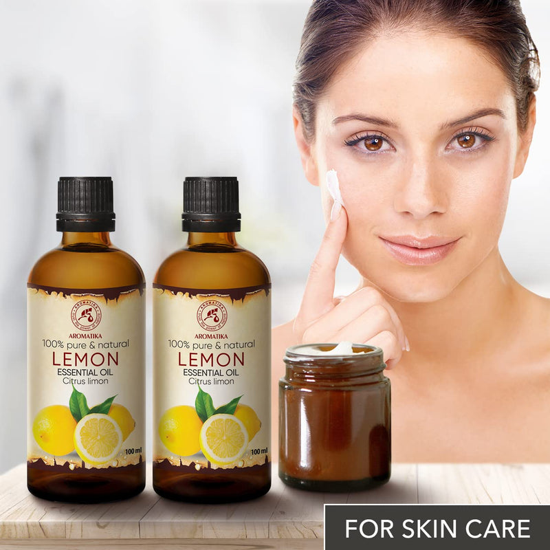 Lemon Oil 200 Ml, 2 X 100 Ml, Citrus Limon, Italy, 100% Pure Lemon Oil For Good Sleep, Body Care, Wellness, Beauty, Relaxation, Aromatherapy, Aroma Diffuser, Oil Burner - NewNest Australia