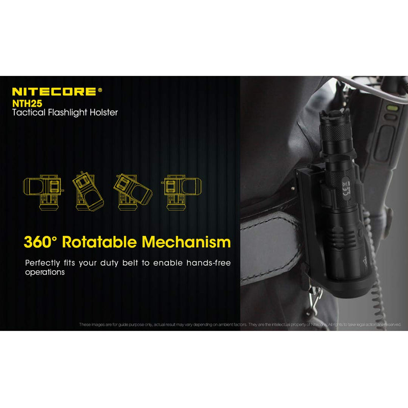 NITECORE NTH25 Rotary Flashlight Holster with Adjustable Belt Clip with LumenTac Keychain Light - NewNest Australia