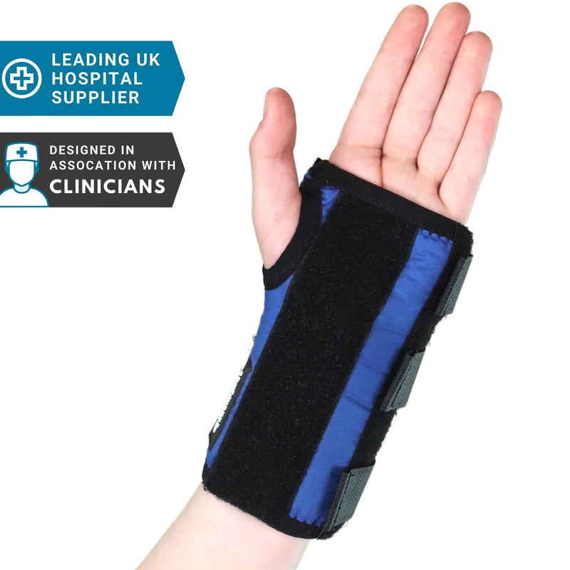 Solace Bracing Children's Wrist Support (4 Fun Colours) - British Made & NHS Supplied Kids Wrist Brace w/Removable Splint - No.1 for Fractures, Breaks, Injuries & More - Blue - Small - Right Hand - NewNest Australia