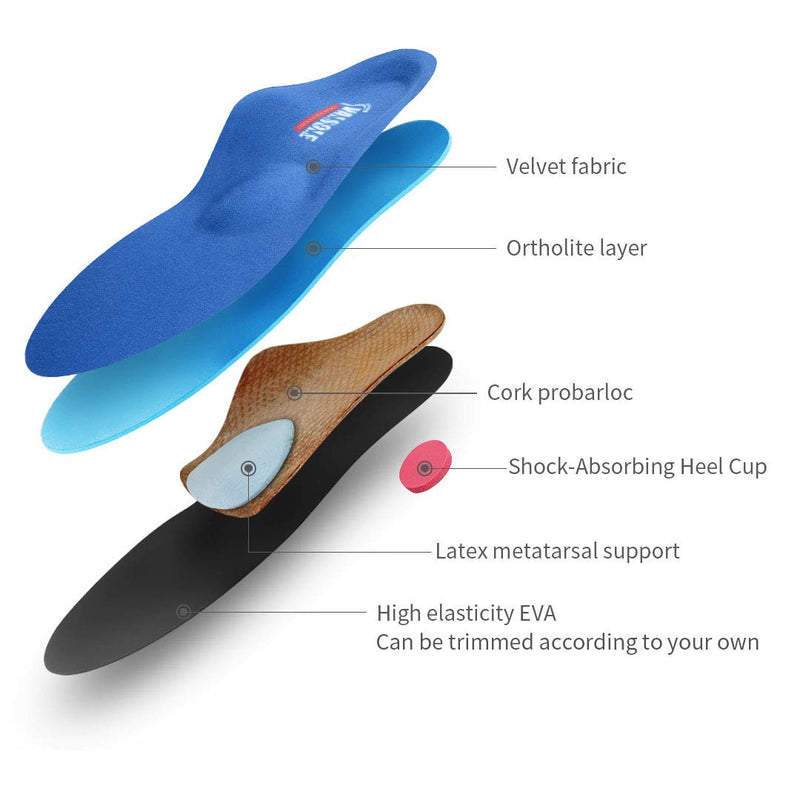 Valsole Orthotic Insole High Arch Foot Support Soft Medical Functional Insoles, Insert for Severe Flat Feet,Plantar Fasciitis,Feet Pain, Foot Valgus for Man and Woman UK-7-26cm Blue-v107b - NewNest Australia