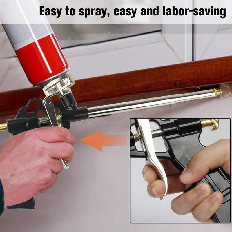 Foam Gun, Picowe Foaming Gun Pu Expanding Caulking Gun Metal Body Pro Heavy Duty PU Spray Foam Gun Grade Expanding Spray Application Applicator 1 Pack - NewNest Australia