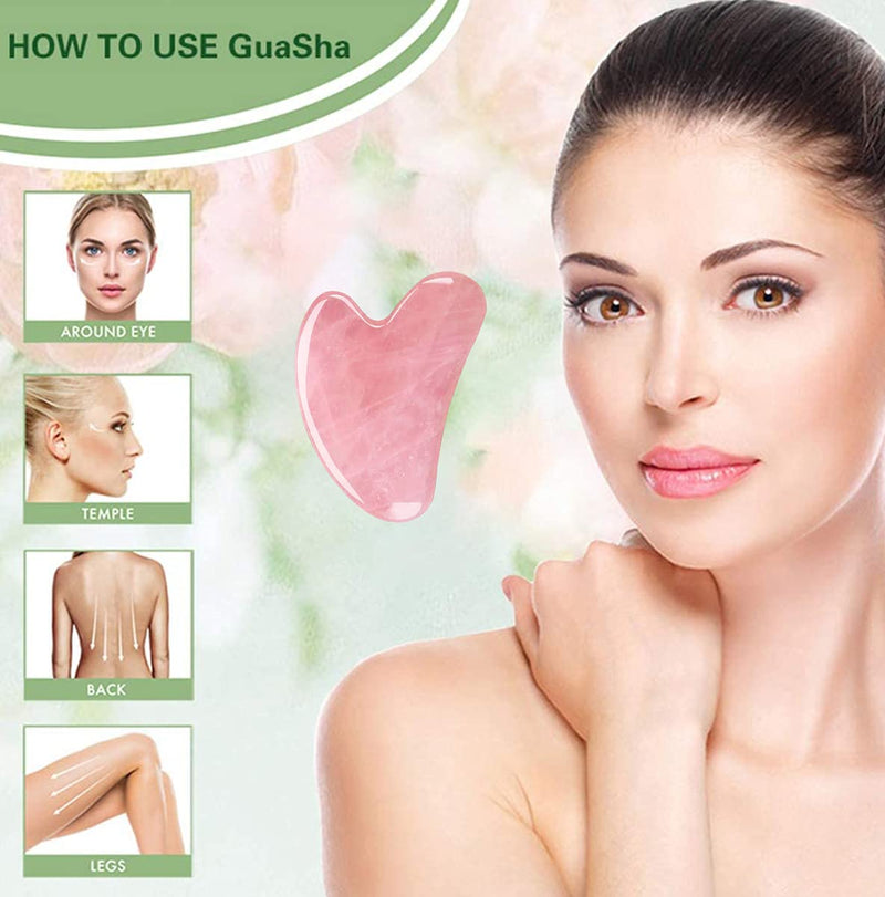 TAUBE Gua Sha Facial Tools Natural Premium Jade Stone Guasha Tool for Body Face Massage Scraping Board Trigger Point Massager Tool Pink - NewNest Australia