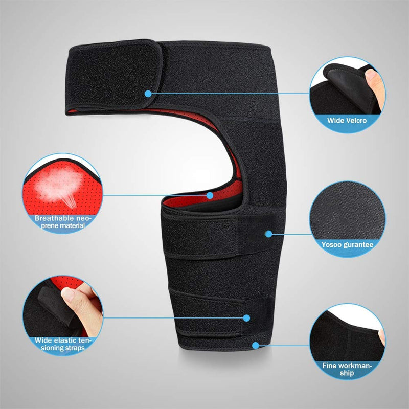 Groin Support, Adjustable Neoprene Thigh Groin Strain Pain Wrap, Recovery Compression Wrap provide Pulled Hip Groin Hamstring Injuries Support for Men and Women, Black - NewNest Australia