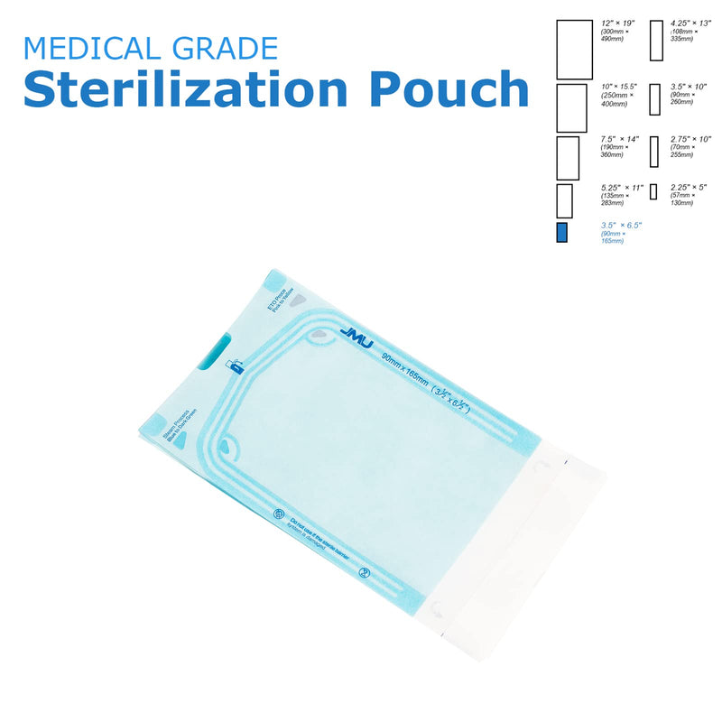 JMU Self Sealing Sterilization Pouches, Autoclave Sterilizer Peel Bags Dual Indicator for Dental Medical Instrument Cleaning Tools, 3.5" x 6.5", Pack of 200 3.5" x 6.5" - NewNest Australia