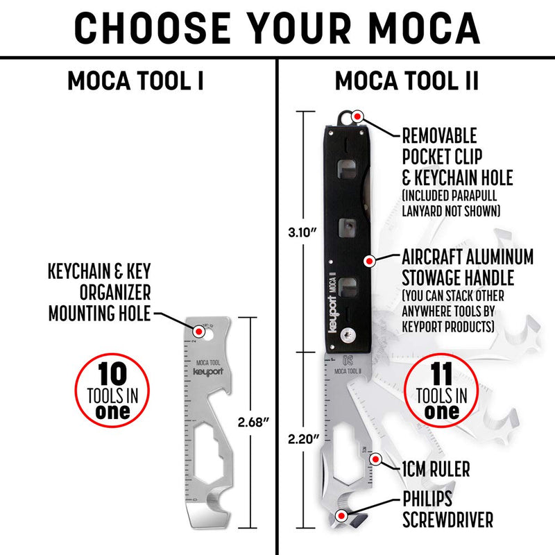 Keyport MOCA 10-In-1 Key Tool - Keychain Multi-Tool (Bottle Opener - Screwdriver - Cord Cutter - Box Opener - Scoring Tool - Hex Bit Driver - Wrench x 3 - Ruler) TSA Friendly, Keyport Pivot Compatible key chain size - NewNest Australia