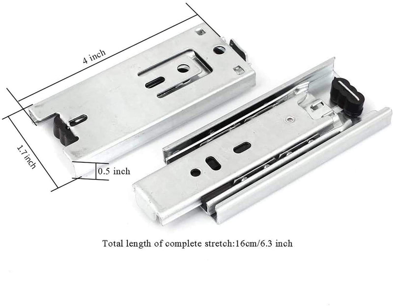 URBEST Ball Bearing Drawer Slides Full Extension 4 Inch Telescopic Slider for Cabinet, 1Pair (4-Inch) - NewNest Australia