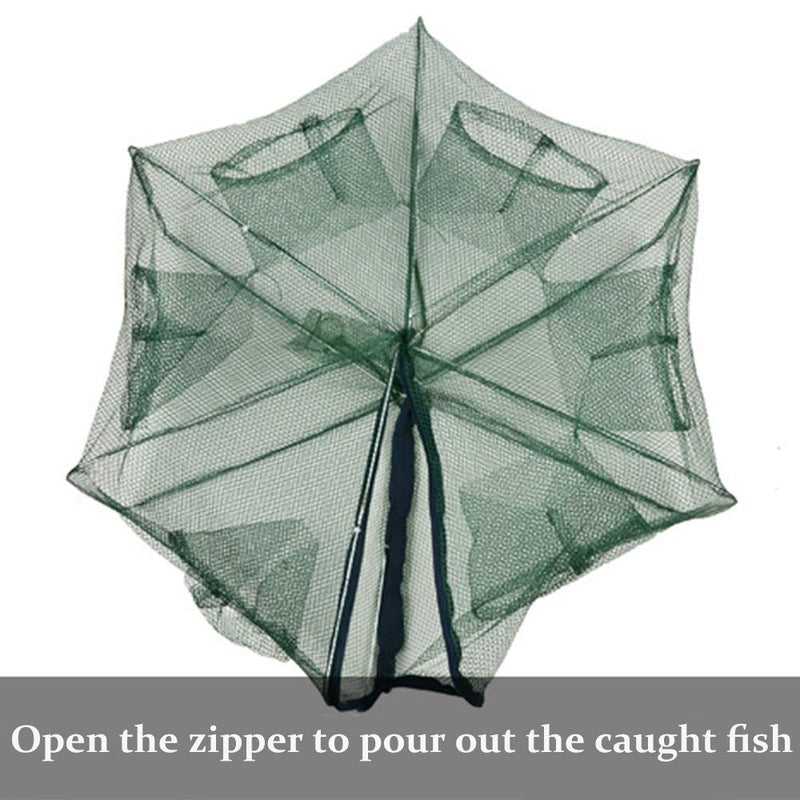 ZffXH Fishing Bait Trap Foldable Fish Minnow Crab Crayfish Crawdad Shrimp Net Cast 8 Holes - NewNest Australia