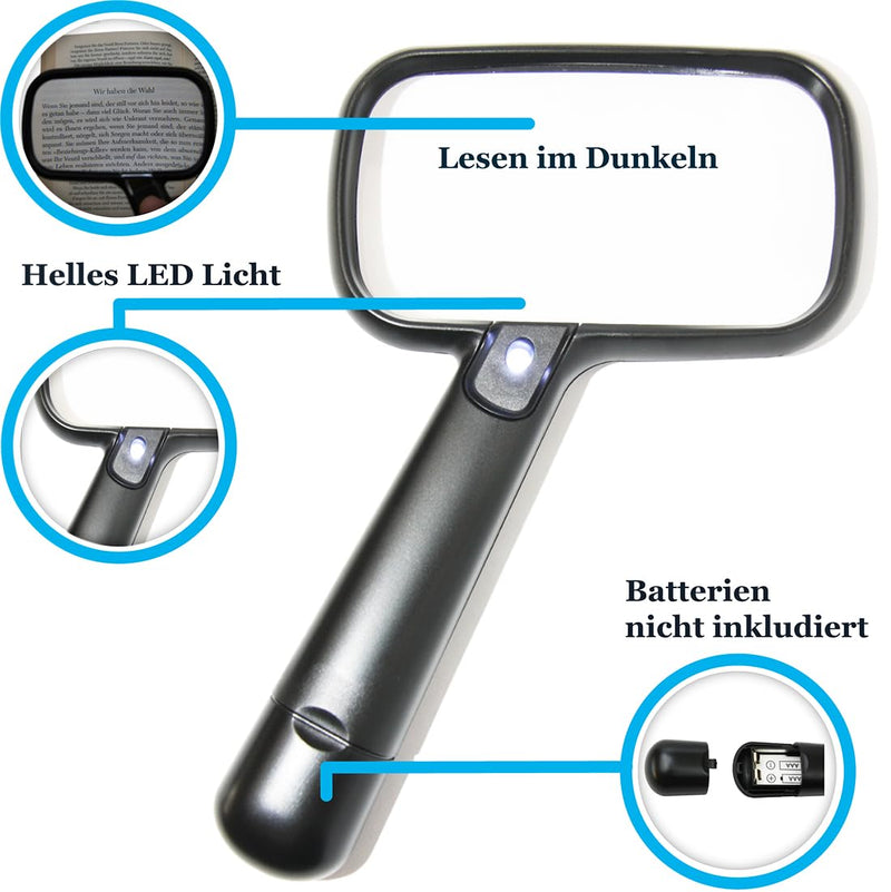Easy Magnifier Large Magnifying Glass Double With Led Light, Reading Magnifier, Illuminated Magnifying Glass For Reading, Hand Magnifying Glass As Reading Aid And Gift For Seniors - NewNest Australia
