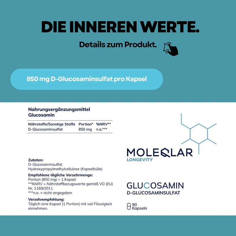 Moleqlar Glucosamine Capsules High Dose 850 Mg Per Serving Storage Pack With 90 Vegan Premium Capsules Pure Bioavailable Glucosamine Sulphate Laboratory Tested In Germany Gluten-Free & Vegan - NewNest Australia