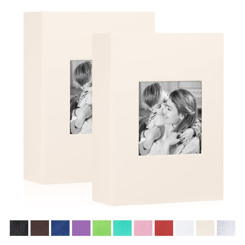 Ywlake Photo Album 4x6 50 Pockets 2 Packs, Small Mini Capacity Leather Photo Albums, Each Pack Holds 50 Top Loader Vertical Only Pictures Beige 50 Pockets/2PK - NewNest Australia