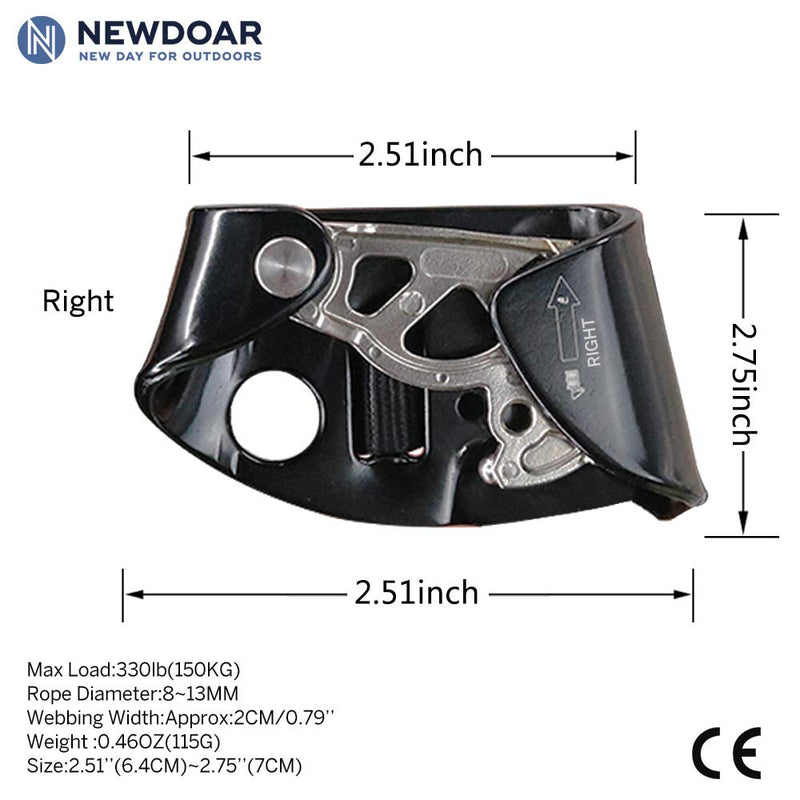 NewDoar Foot Ascender Riser Rock Climbing Mountaineering Equipment Climbing Device Right Black - NewNest Australia