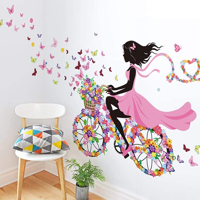 DEKOSH Girl Nursery Wall Decals with Colorful Flowers & Butterflies | Peel & Stick Decorative Girl Wall Art Stickers for Baby Bedroom, Playroom Mural - NewNest Australia