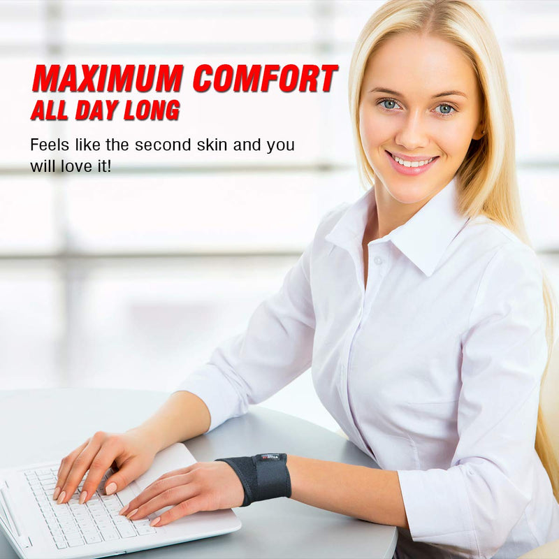 Wrist Brace for Carpal Tunnel, Comfortable and Adjustable Wrist Support Brace for Arthritis and Tendinitis, Wrist Compression Wrap for Pain Relief, Fit for Both Left Hand and Right Hand – Single Black - NewNest Australia