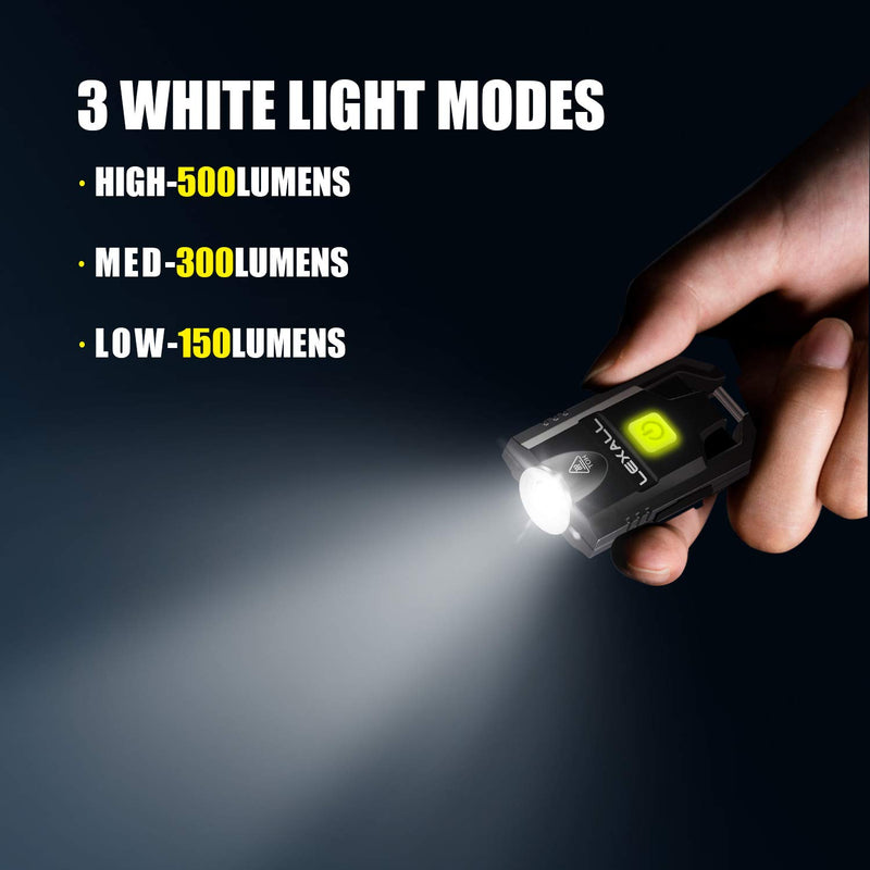 LED Small Flashlight, 500Lumens Bright Mini Keychain Light, Portable USB Rechargeable Pocket Lights with 3 Modes Compact Baseball Cap Lights Indoor and Outdoor for Walking,Searching and Hiking - NewNest Australia