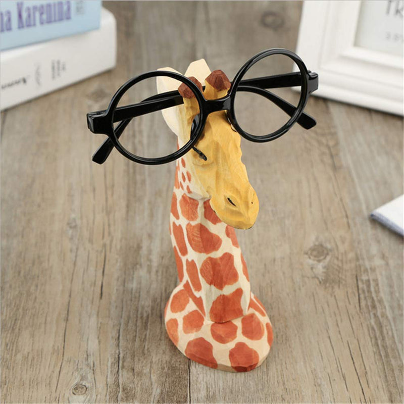 NewNest Australia - TANG SONG Creative Wood Hand Carved Eyeglass Holder Handmade Nose Giraffe Stand for Office Desk Home Decor Gifts 