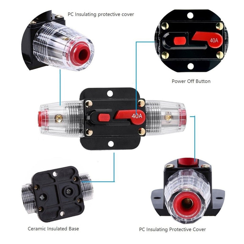 STETION Car Audio 100 Amp Resettable Fuse Circuit Breaker Car Protect for Audio System Fuse 12-24V DC for Car Audio Amps Overload Protection Fuse (100A) 100A - NewNest Australia