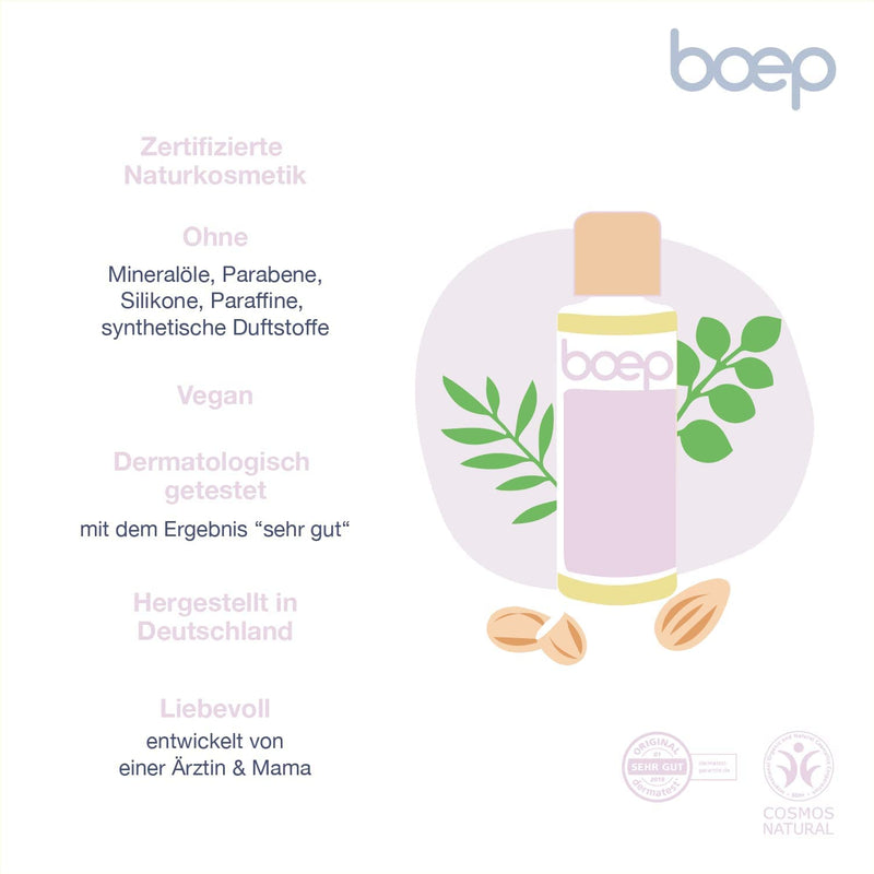 Boep Baby Almond Oil For Newborn Care And Baby Massage Natural Cosmetics Baby Oil Vegan And Made In Allg√§U Lovingly Developed By A Doctor And Mum (New In The 125 Ml Glass Bottle) - NewNest Australia