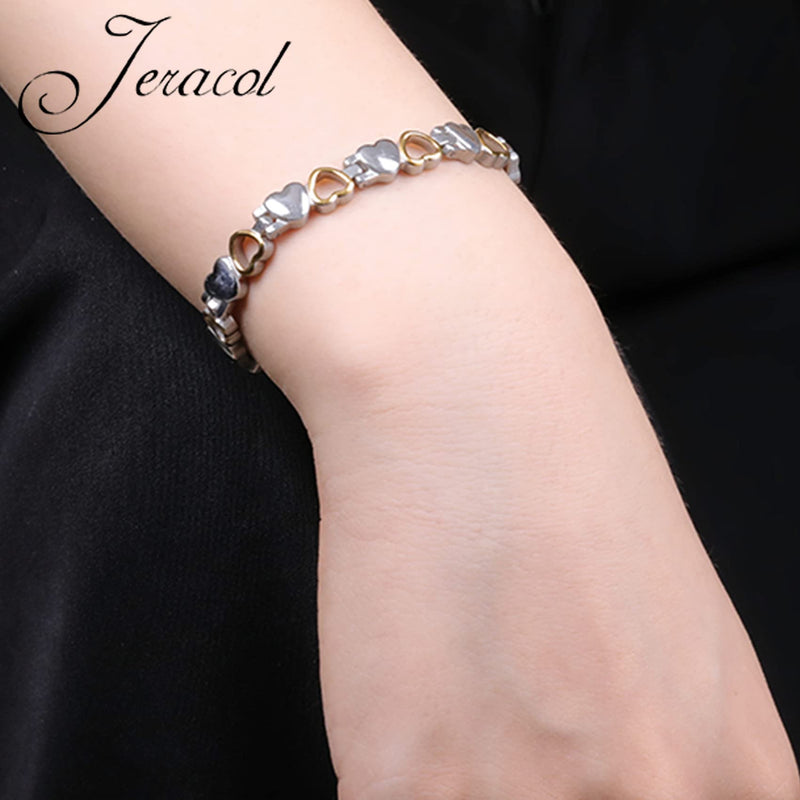 Jeracol Titanium Steel Magnetic Bracelets for Women,Love Heart Design Magnetic Wristband Brazaletes with Ultra Strong Magnets,Gifts with Removal Tool & Jewelry Gift Box LH-SG - NewNest Australia