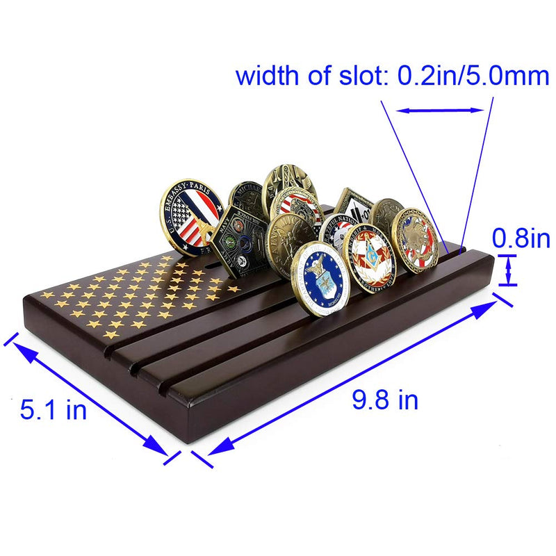 NewNest Australia - Military Challenge Coin Display Stand American Flag Coin Holder Rack 6 Rows Holds 26-32 Coins 