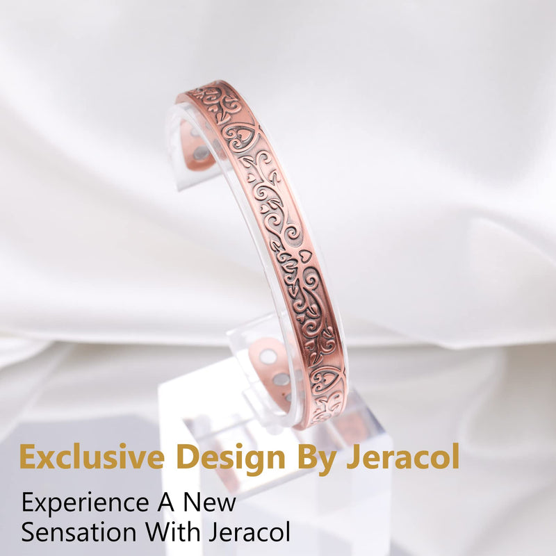 Jeracol Copper Magnetic Bracelets for Women, Tree of Love Design 99.99% Solid Copper Magnetic Cuff Bangle with 8pcs Powerful Magnets(Each 3800 Gauss), Brazaletes Jewelry with Gift Box - NewNest Australia