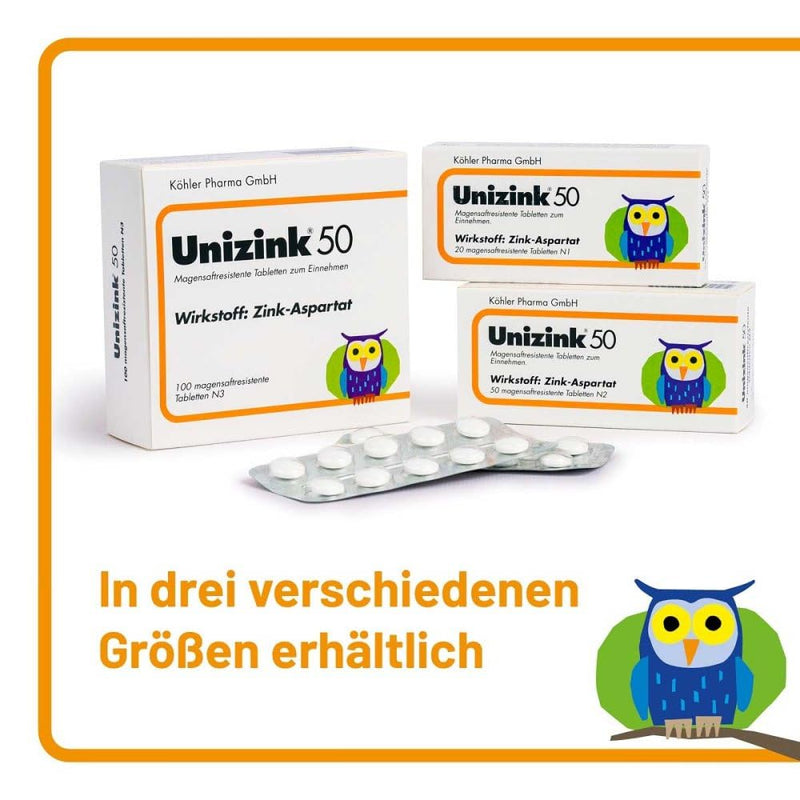 Unizink 50 gastro-resistant tablets, 100 pieces - NewNest Australia
