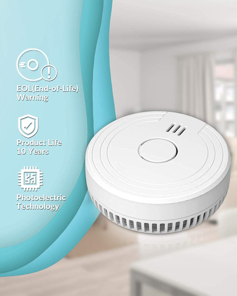 Ecoey Smoke Detector Fire Alarm with Photoelectric Technology, Fire Detector with Test Button and Low Battery Signal, Fire Alarm for Bedroom and Home, FJ136GB, 1 Pack Small - NewNest Australia