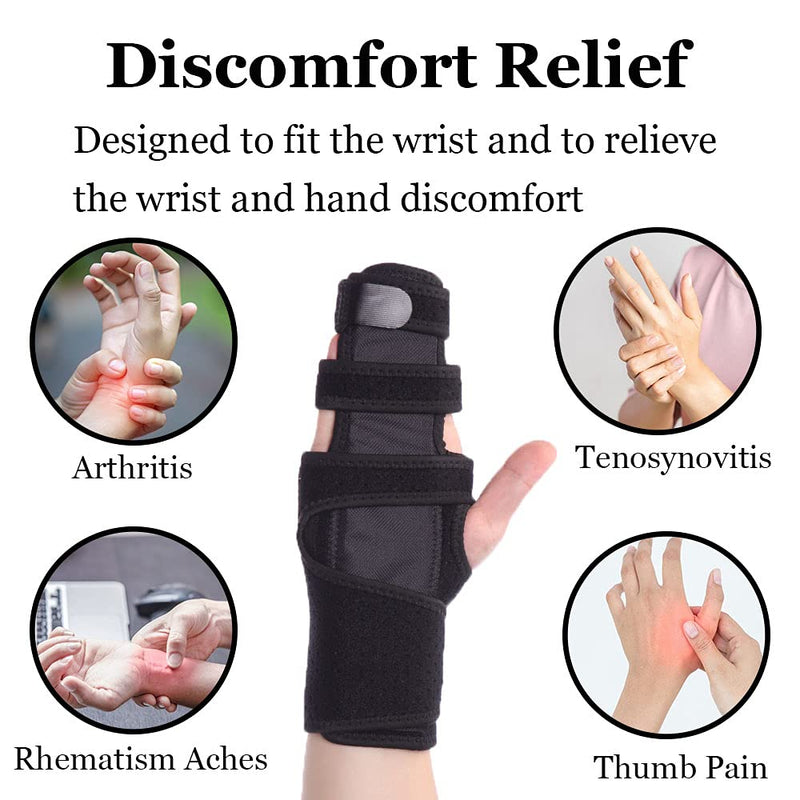 HOPPOLE Finger Support with Wrist Brace - Adjustable Trigger Finger Straightener for Mallet, Sprains, Broken - Metal Straightening Brace for Finger and Hand Discomfort Relief Black-Right One Size - NewNest Australia