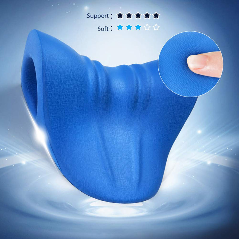 Neck and Shoulder Relaxer, Cervical Traction Device for TMJ Pain Relief and Cervical Spine Alignment, Chiropractic Pillow Neck Stretcher O-shape Navy Blue 8.6 X 8.3 X 5 Inch - NewNest Australia