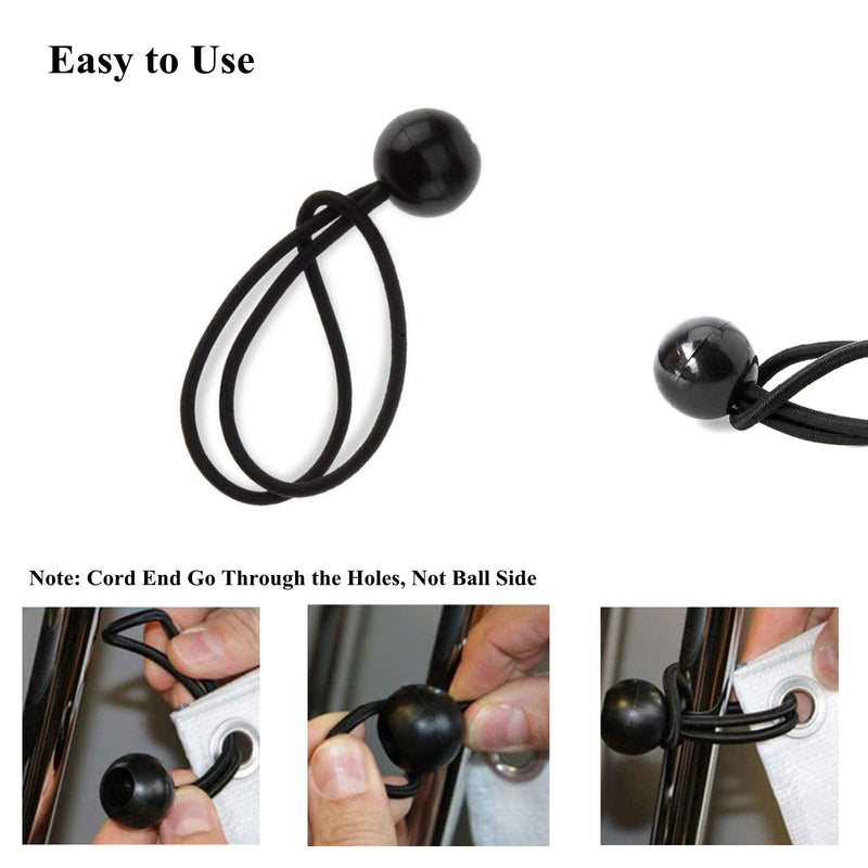 25 Pack 6 Inch Ball Bungee Cords, Heavy Duty Outdoor Natural Latex Tarp Straps with Balls, Tie-Down Bungee Ball Cord to Secure Tarp,Goal Net,Extension Cords,Projector Screen,Boat Canopy, Hoses,Tents - NewNest Australia