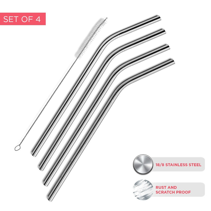 SipWell Stainless Steel Drinking Straws, Set of 4, Free Cleaning Brush Included 8.46 Inches Long - 6mm - NewNest Australia