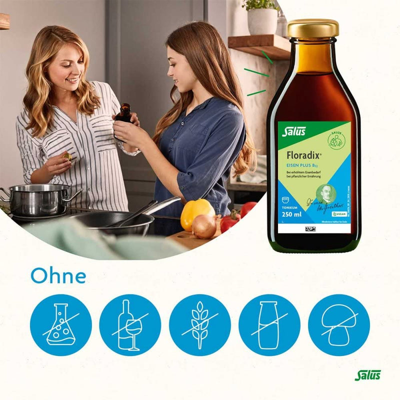 Floradix iron plus B12 vegan tonic 250 ml - NewNest Australia