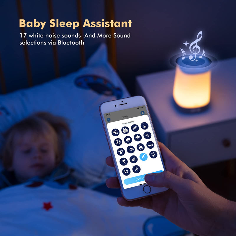 Evaife Sound Machine Baby, White Noise Machine with Night Light, Toddler Sleep Trainer with 17 Soothing Sounds, Timer, Kids Alarm Clock, App Control, Personal Sleep Routine, Nightlight for Baby Kids - NewNest Australia